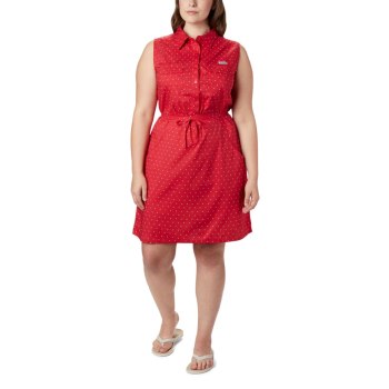 Columbia PFG Bonehead Stretch Sleeveless Plus Size, Vestidos Rojos Para Mujer | 802146-WQB